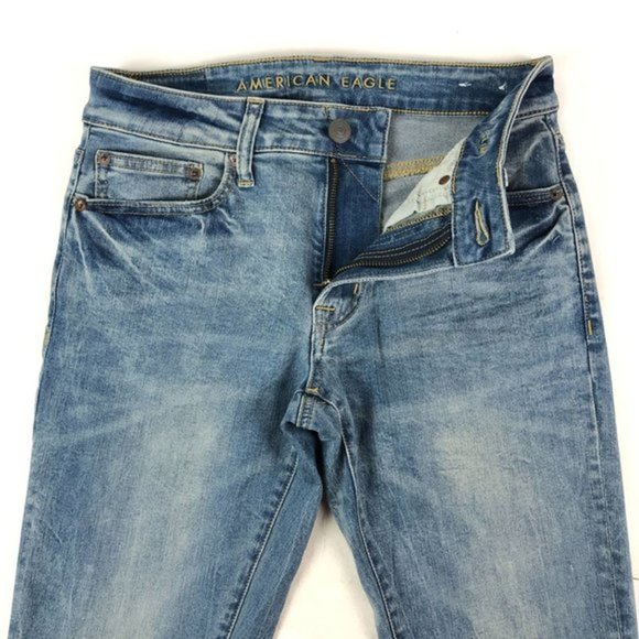 American Eagle Jeans Mens 28x30 Blue Next Level Flex Slim Straight - Picture 5 of 10